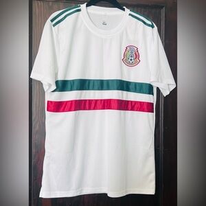 White T-Shirt with Green and Red Stripes